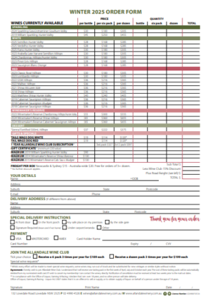 Winter 2025 Order Form