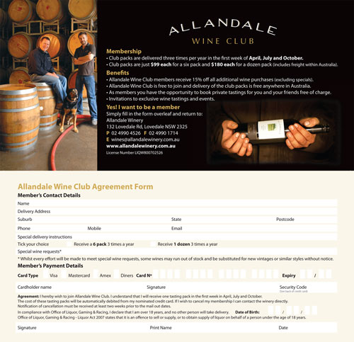 Allandale Winery Wine Club